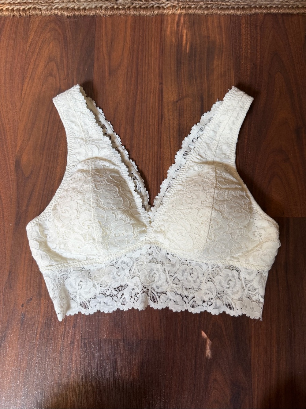 White Lace Bralette with Wide Lace Band